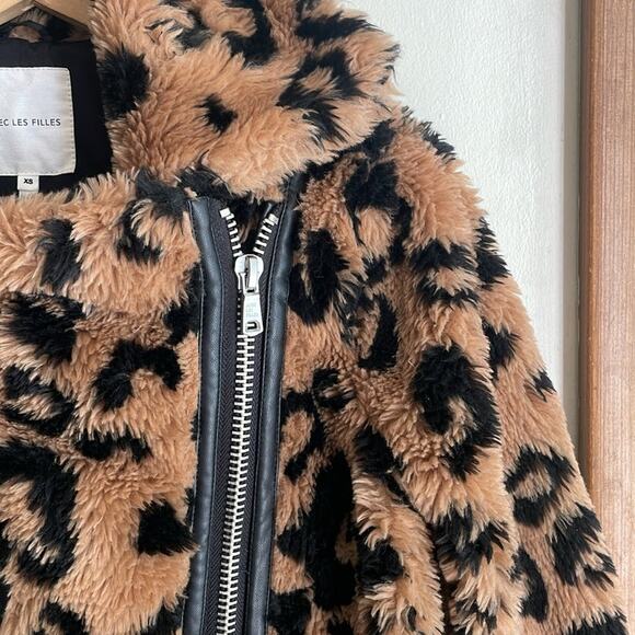 Avec Les Filles Teddy Faux Fur Biker Jacket - Picture 6 of 16